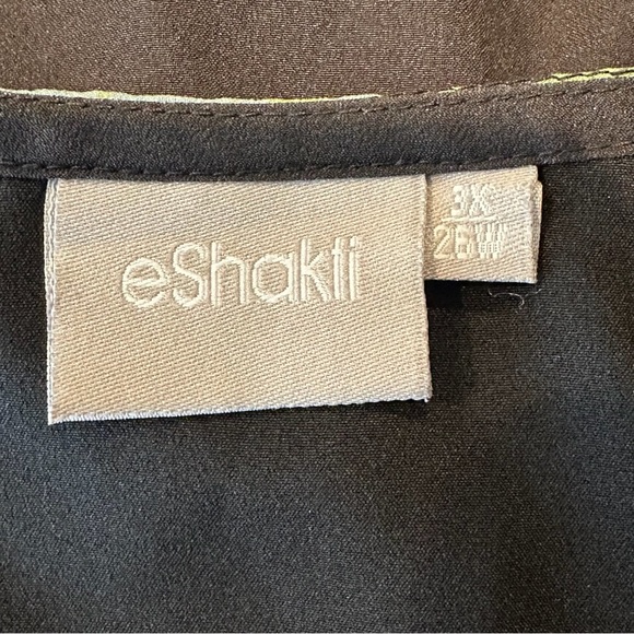 eShakti Black Floral Maxi Dress Size 3X Long Sleeve V-Neck Casual Flowy - Picture 7 of 10